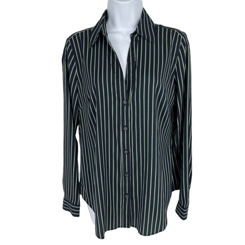 Ann Taylor Striped Button Down Long Sleeve Blouse Size S